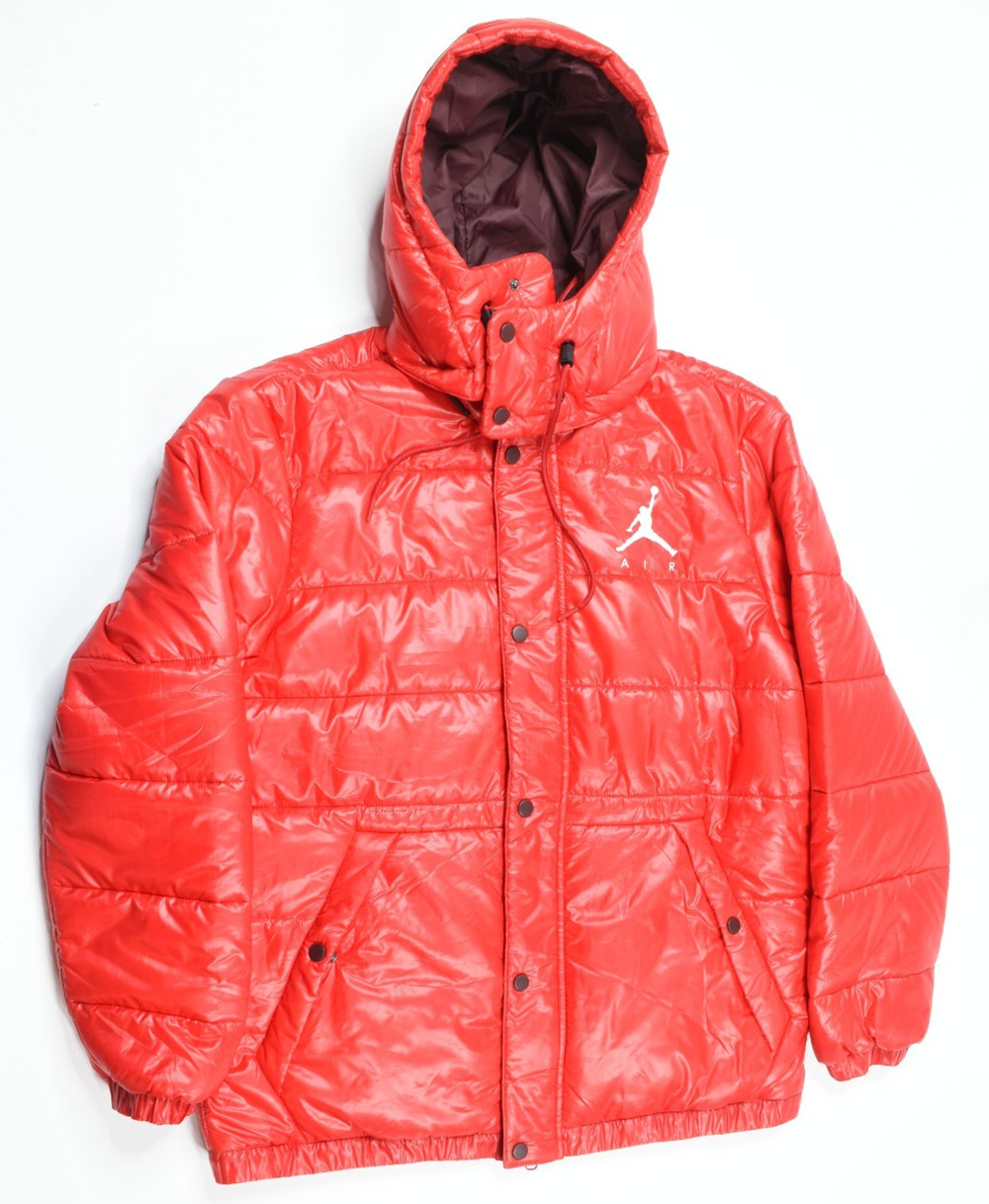 Jordan Jumpman Puffer Jacket Mens Large Red Insulated Long Sleeve Full-Zip Hood